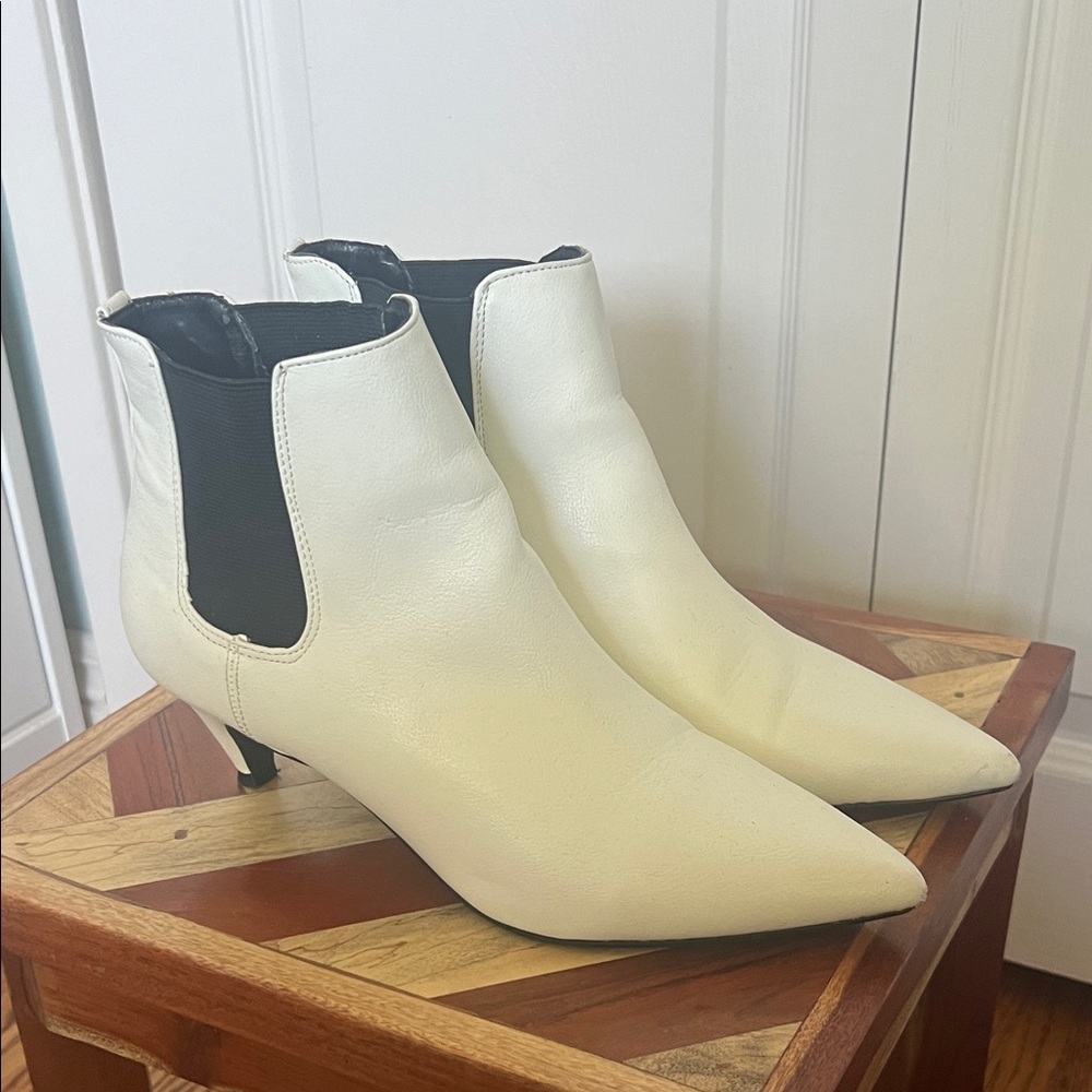 Design Lab White Pointed Ankle Boots
